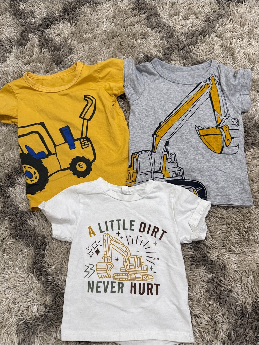 Toddler Construction Truck Tee Bundle - Yellow, Gray, White